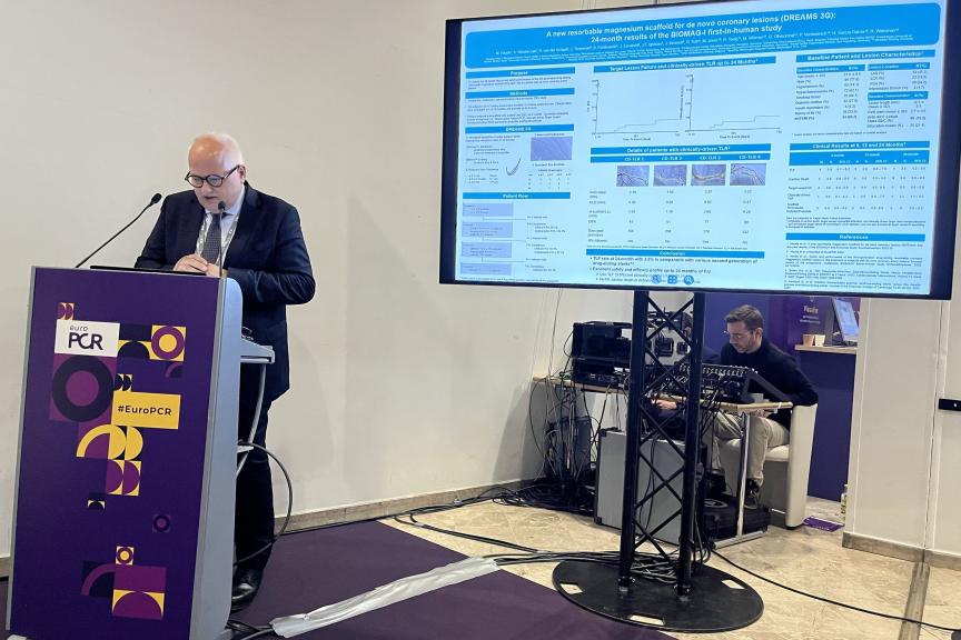 Prof. Haude presenting BIOMAG-I 24-months study results at the EuroPCR