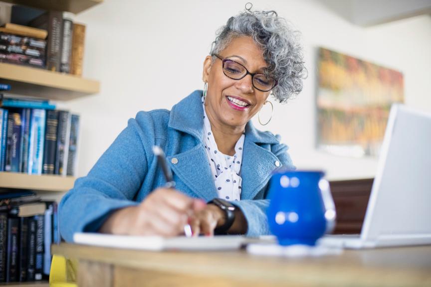 Woman working at a desk