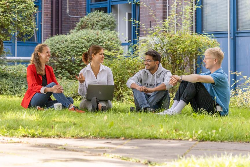 Young employees talk to each other