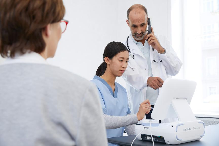 Woman sitting in a doctor's office