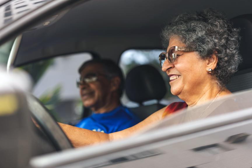 Couple sitting in a car