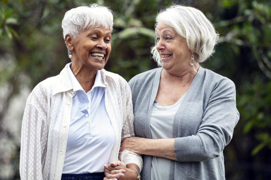 Elderly women on a walk