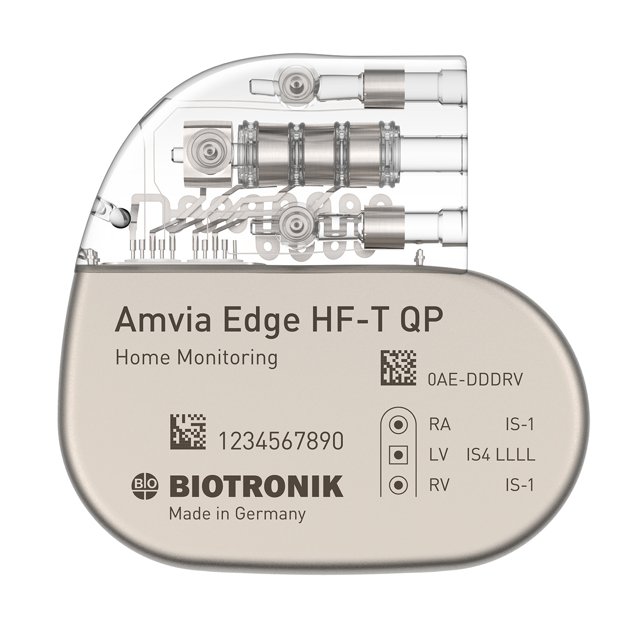 Amvia Edge HF-T QP CRT Pacemaker, frontal