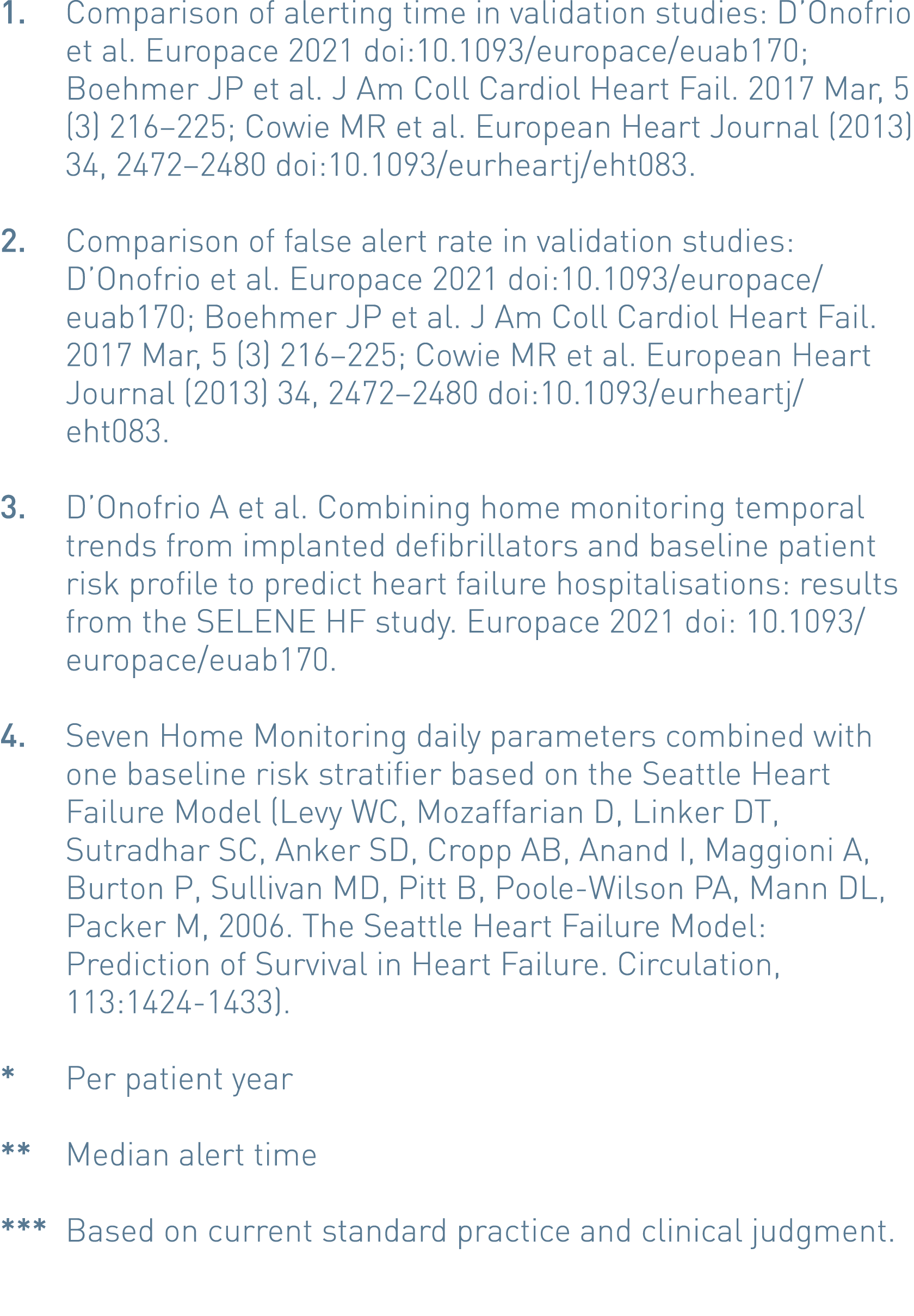 1   Comparison of alerting time in validation studies: D Onofrio et al  Europace 2021 doi:10 1093 europace euab170; B   
